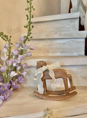 【木马逐风】摇摇木马摆件覆古木制桌面装饰店铺玄关客厅家居好物