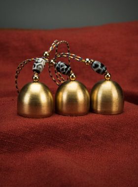 【佑吉铃】不丹王国唐古佛学院定制天珠配小铜铃风铃门铃车包挂件