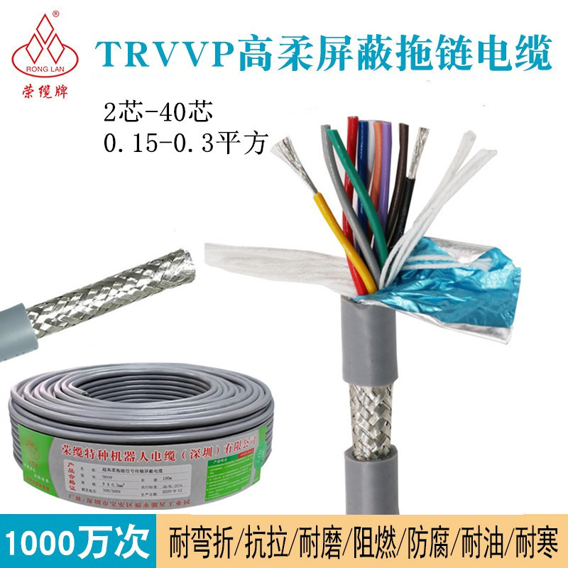 国标高柔拖链屏蔽线TRVVP2/r3/4/5/6/7/8/10芯0.15/0.20.3平方耐 - 图0
