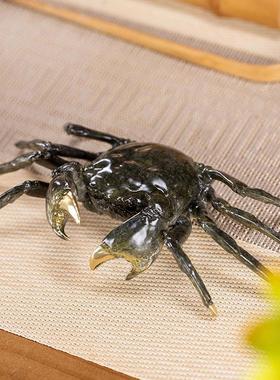 朱炳仁铜 金钳宝 铜螃蟹摆件八方来财客厅桌面茶宠手把件装饰礼品