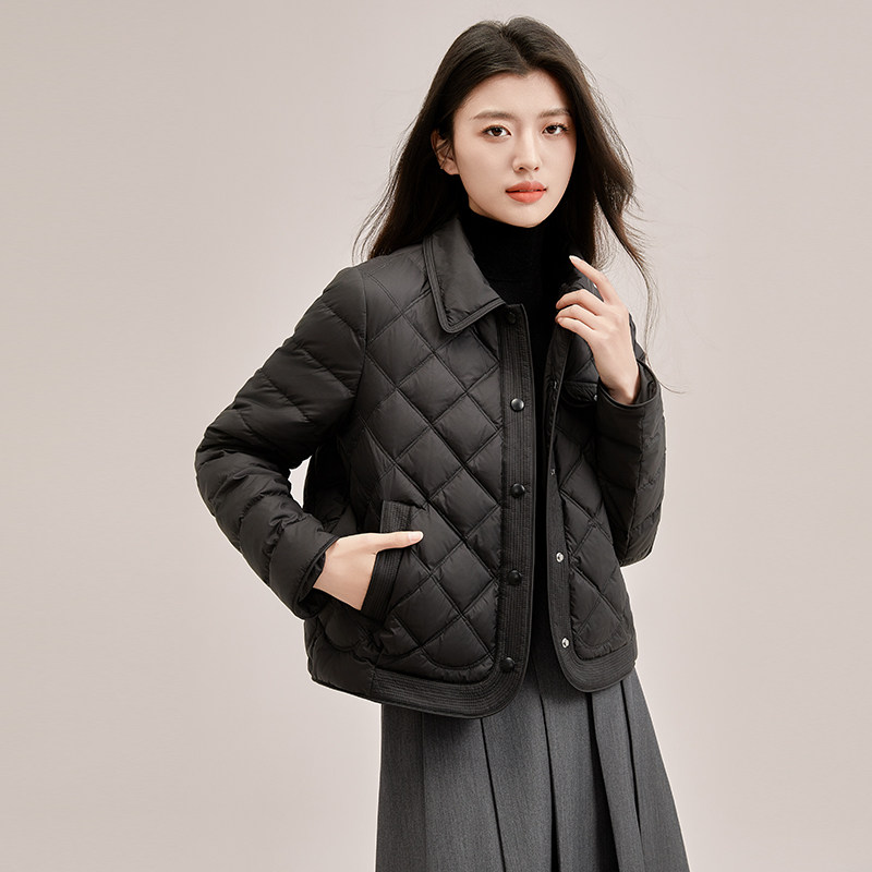鸭鸭短款轻薄羽绒服女2025冬季新款时尚宽松百搭休闲女士保暖外套