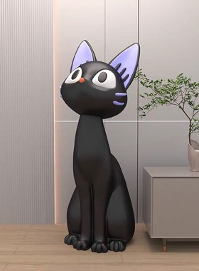 艺术大型客厅电视柜沙发旁落地黑猫咪装饰品搬家礼物开业装饰摆件