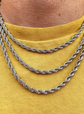 sooshare蛇骨链颈链潮时尚麻花链项链男女嘻哈链子男生百搭锁骨链