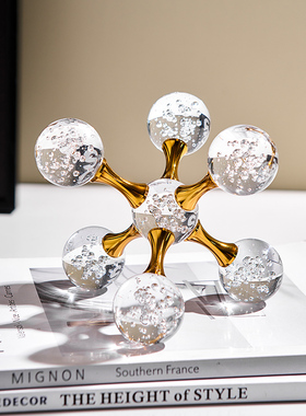 现代简约几何水晶桌面摆件客厅玄关电视柜创意轻R奢高档家居装饰