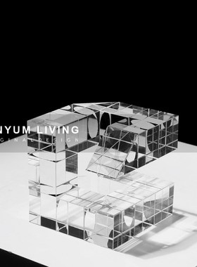 现代轻奢办e公室几何水晶摆件家居客厅书房样板间展厅桌面装饰品