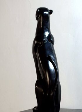 豹子雕塑装饰客厅大堂庭院阳台花园造景布置玄关大型黑豹工艺摆件