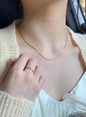 古法金钛钢不掉色肖邦链素链万能可穿吊坠m扣简约百搭锁骨链配饰