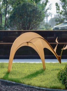 不锈钢几何抽象梅花鹿雕塑园林景观E售楼部草坪动物装饰落地大摆