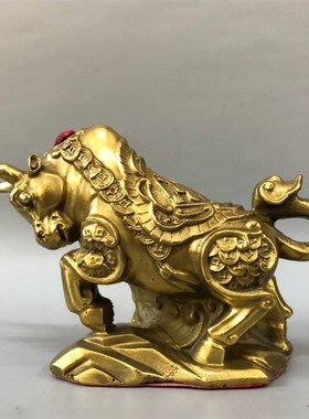 纯铜牛摆件生肖牛元宝牛旺市牛金牛E聚宝盆牛家居桌面办公室装饰
