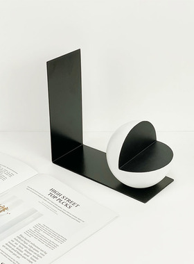 现代简约欧式几何创意金属书档书架摆件样板房售楼处W书房软装饰