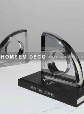 现代轻奢书d房几何水晶书挡样板房间办公室客厅酒柜电视柜书靠摆