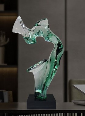 透明树脂抽象玄关摆件售楼部酒店落地雕塑电视P柜客厅家居软装饰