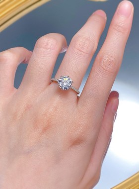 珠宝20e23新款S925银经典8mm六爪戒指女高碳钻微镶订婚指环