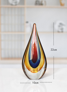 玻璃新房装饰艺术品办公室客厅玄关博G山琉璃水滴摆件礼物北欧轻