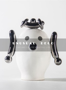 现代极简轻奢创意陶n瓷猪摆件客厅卧室儿童房卡通饰品样板房摆设