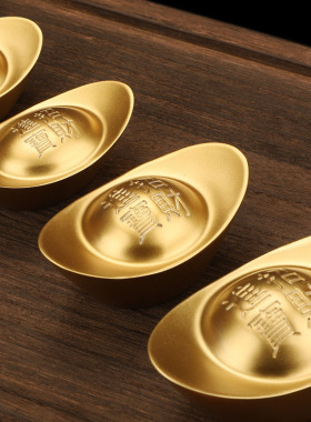 黄铜实心沙金元宝摆件o招财进宝客厅聚宝盆装饰品开业乔迁礼品摆