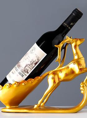 现代轻奢简约创意红酒酒架摆设厨房酒柜餐桌样板房摆件麋鹿装饰品