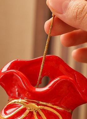 陶瓷米袋挂壁香架门口插香悬挂炉插香座竹签香托器香筒线香插门炉