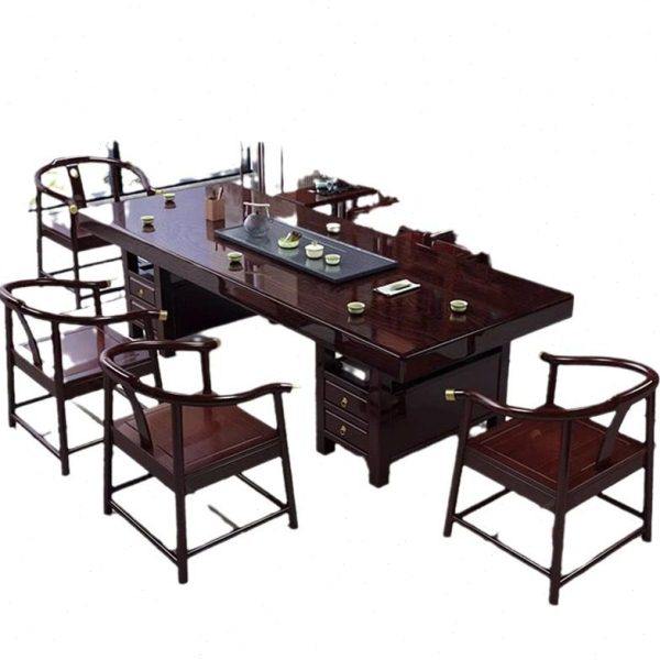 新中式黑黄檀实木大板茶台茶桌椅组合公家用一桌五椅茶几泡茶台,淘宝优惠券,粉丝福利购,淘宝优惠卷