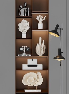 轻奢中古风书柜摆件客厅电视柜样板间高级感复古艺术小众软装饰品