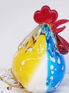 玻璃鸡摆件创意玻璃摆件家居软装样板房装饰古法琉璃饰品