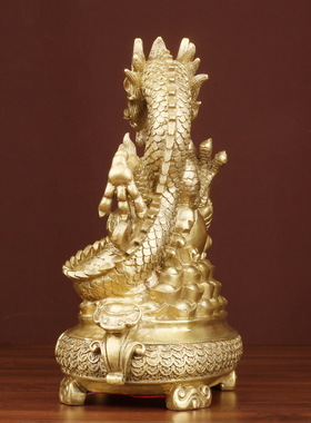 聚宝盆福禄龙财富兴隆东南补角缺角黄铜龙摆件生肖龙客厅办公室