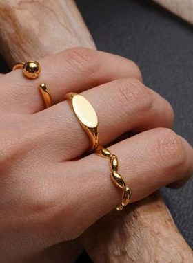 复古简约戒指女小众设计高级感闺蜜潮时尚个性小众设计开口食指环