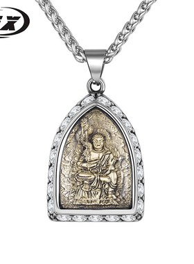 浩兴厂家直销钛钢2l023年镶钻八大守护神十二生肖复古男士项链