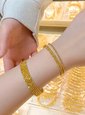 精致高级感蹦迪珠三圈开口手v链女小众设计显白款超仙珠珠手环ins