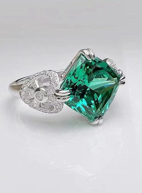 珠宝 2023新款S925银镶嵌肥方1G0*10mm高碳钻时尚气质戒指女