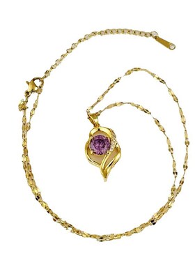 紫水晶心有所属项链女2024年y新款时尚轻奢高级感爆款不掉色锁骨