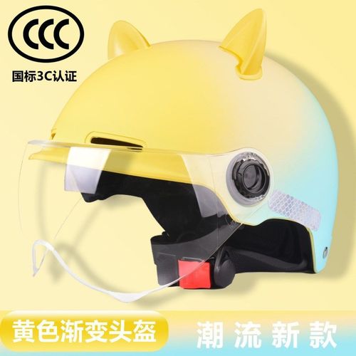 3C国标电动车头盔女可爱头盔摩托车E电瓶车通用男四季防雾安全帽 - 图3