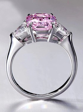 珠宝 2023新款92纯5银高级粉G钻戒指时尚百搭气质欧美风戒指