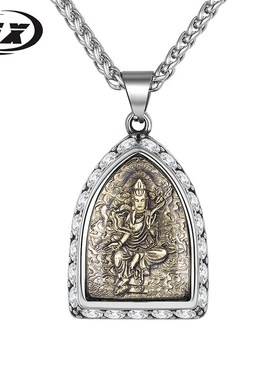 浩兴厂家直销钛钢2l023年镶钻八大守护神十二生肖复古男士项链