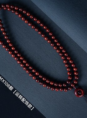 小叶紫檀古风木质佛珠情侣金星血檀108I颗手串男女毛衣链秋季项链