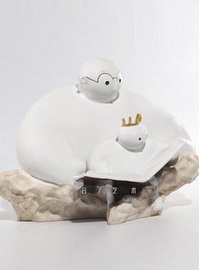 空合现代创意轻奢样板间读书人物摆件多J孔花器客厅电视柜书房搭