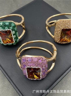 土耳其苏丹石变色石捷克r钻手镯 原石镶嵌光感手环 跨境货源
