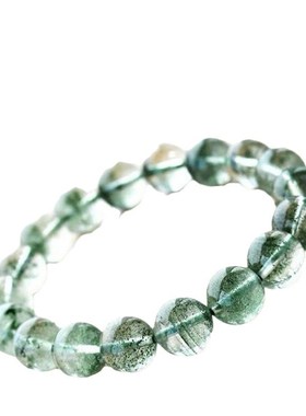 巴西绿幽灵手链7-14mm满天星千层纹幽灵水N晶绿色水晶单圈手串男