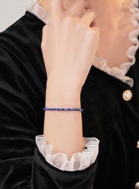 3mm极细d青金石天然水晶手串手链mini小颗粒单圈首饰女手绳手饰