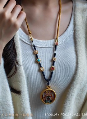 藏式手工精编吊坠绳挂脖多宝民族C风唐卡佛牌蜜蜡挂坠项链配绳子