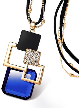 新款水晶毛衣链j女韩版时尚衣服配饰复古长款项链百搭秋冬挂件