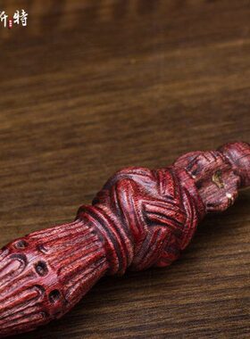 白杨木普巴橛 家用摆件佛具用品供具手工宝杵摆件供具 带底座摆件