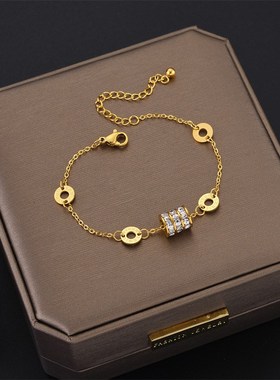 韩版简约钛钢手链k女ins小众设计网红福字小蛮腰手链百搭气质手饰