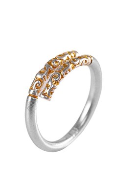 时尚国潮足银9999描金如意金箍棒戒指开S口女士网红款戒子