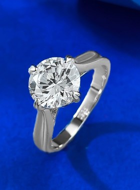 珠宝 新款S925银经s典圆形白钻8.0mm戒指环欧美ins跨境热销款