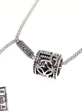 S925银复古泰银财源滚滚小蛮腰算盘项链女个P性嘻哈潮女吊坠毛衣