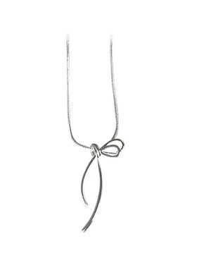 岚芷 蝴蝶结不对称925银项链女小众设计锁骨M链个性时尚ins风饰品