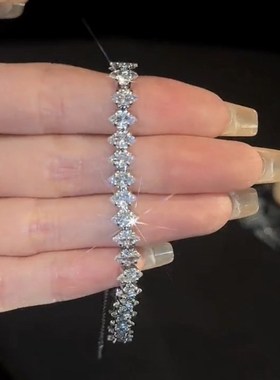 轻奢满钻锆石项链l简约百搭超闪锁骨链精致小众设计高级感素链颈