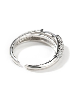 简约时尚s925银戒指女ins风小众设计镶锆石马眼戒W指情侣饰品