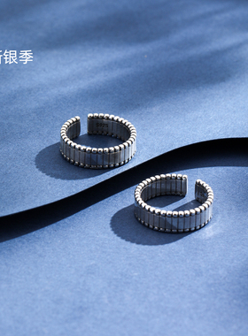 新银季法式S925纯银戒指女开口可调节通勤百搭时尚个性网红指环